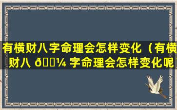 有横财八字命理会怎样变化（有横财八 🌼 字命理会怎样变化呢）